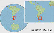 Savanna Style Location Map of Falkland Islands (Islas Malvinas), within the entire continent