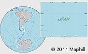 Savanna Style Location Map of Falkland Islands (Islas Malvinas), gray outside