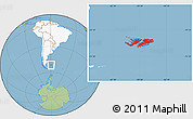 Savanna Style Location Map of Falkland Islands (Islas Malvinas), highlighted continent