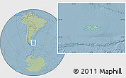 Savanna Style Location Map of Falkland Islands (Islas Malvinas), hill shading outside