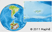 Savanna Style Location Map of Falkland Islands (Islas Malvinas), physical outside