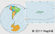Savanna Style Location Map of Falkland Islands (Islas Malvinas), political outside