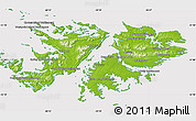 Physical Map of Falkland Islands (Islas Malvinas), cropped outside