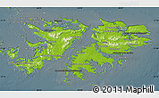Physical Map of Falkland Islands (Islas Malvinas), darken
