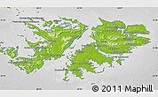 Physical Map of Falkland Islands (Islas Malvinas), desaturated
