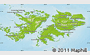 Physical Map of Falkland Islands (Islas Malvinas), political outside, shaded relief sea