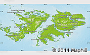 Physical Map of Falkland Islands (Islas Malvinas), satellite outside, shaded relief sea