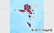 Flag 3D Map of Faroe Islands, single color outside, bathymetry sea, flag rotated