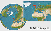 Satellite Location Map of Faroe Islands, within the entire continent