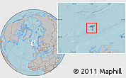 Satellite Location Map of Faroe Islands, gray outside, hill shading