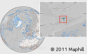 Satellite Location Map of Faroe Islands, lighten, desaturated