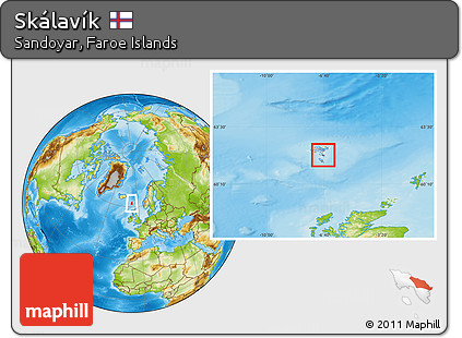 Physical Location Map of Skálavík, highlighted country