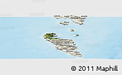 Satellite Panoramic Map of Hvalba, shaded relief outside