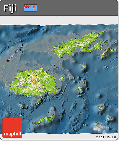 Physical 3D Map of Fiji, darken