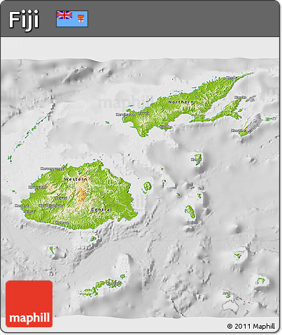 Physical 3D Map of Fiji, lighten, desaturated