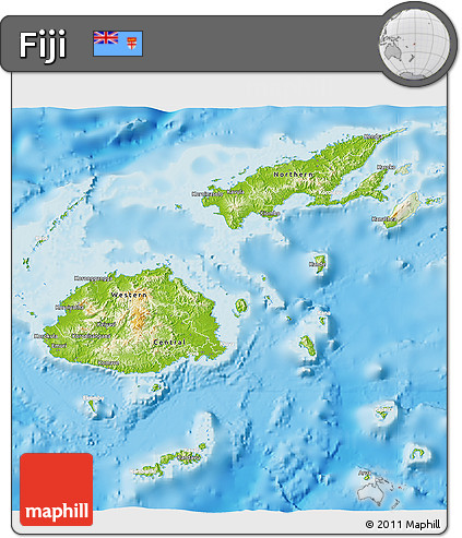Physical 3D Map of Fiji, lighten, land only