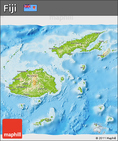 Physical 3D Map of Fiji, lighten, land only