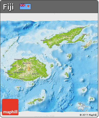 Physical 3D Map of Fiji, lighten, land only
