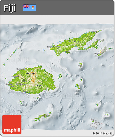 Physical 3D Map of Fiji, lighten, semi-desaturated
