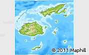 Physical 3D Map of Fiji, single color outside, bathymetry sea