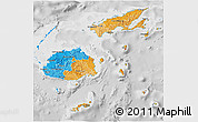 Political 3D Map of Fiji, lighten, desaturated