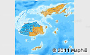 Political 3D Map of Fiji, lighten, land only