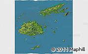 Satellite 3D Map of Fiji, desaturated, land only