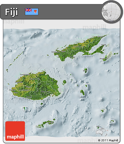 Satellite 3D Map of Fiji, lighten
