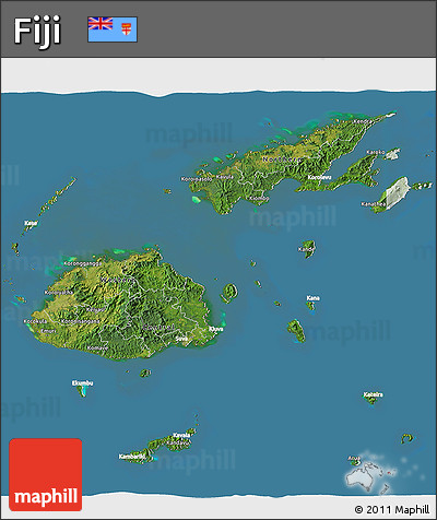 Satellite 3D Map of Fiji, lighten, land only
