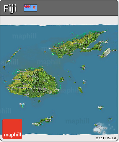 Satellite 3D Map of Fiji, lighten, land only