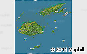 Satellite 3D Map of Fiji, lighten, semi-desaturated, land only