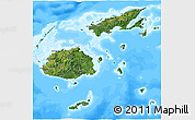 Satellite 3D Map of Fiji, single color outside, bathymetry sea
