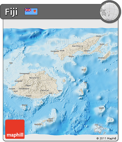 Shaded Relief 3D Map of Fiji