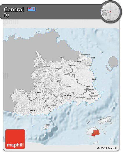 Gray 3D Map of Central, single color outside