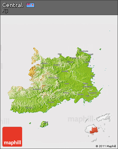 Physical 3D Map of Central, cropped outside