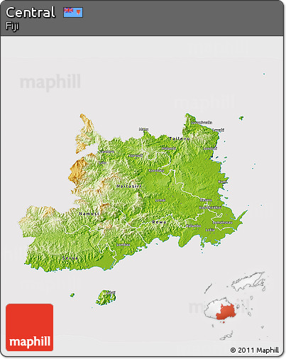 Physical 3D Map of Central, cropped outside
