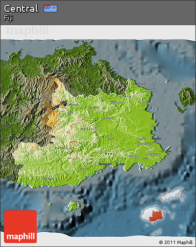 Physical 3D Map of Central, darken