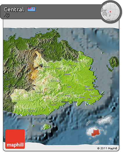 Physical 3D Map of Central, darken