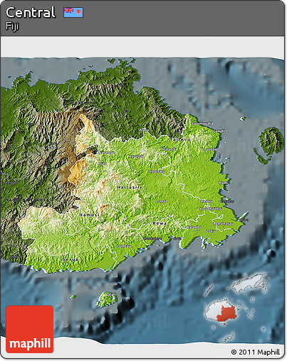 Physical 3D Map of Central, darken