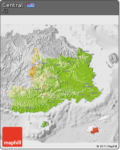 Physical 3D Map of Central, lighten, desaturated