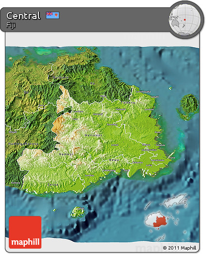 Physical 3D Map of Central, satellite outside