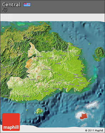 Physical 3D Map of Central, satellite outside