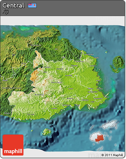 Physical 3D Map of Central, satellite outside