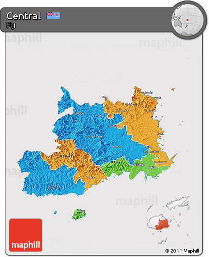 Political 3D Map of Central, cropped outside