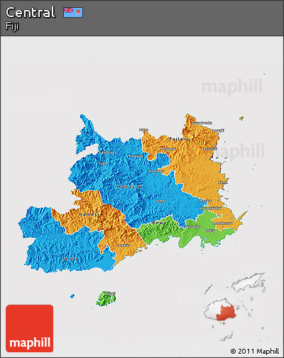 Political 3D Map of Central, cropped outside