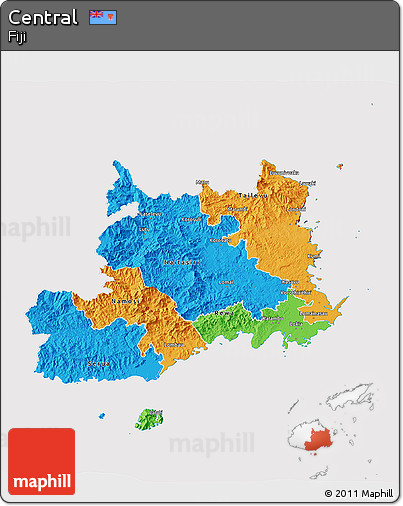 Political 3D Map of Central, cropped outside
