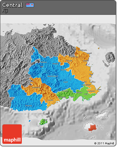 Political 3D Map of Central, desaturated