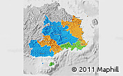 Political 3D Map of Central, lighten, desaturated