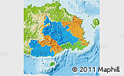 Political 3D Map of Central, physical outside