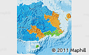 Political 3D Map of Central, political shades outside